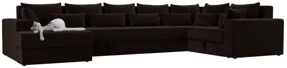 П-образный диван Майами - Вельвет коричневый СПб