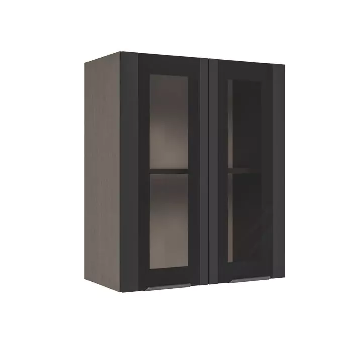 Шкаф верхний со стеклом ШВС 600 "София" Норд (софт черный) дизайн 2