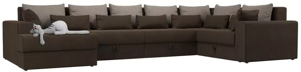 П-образный диван Майами - Рогожка коричневая бежевая СПб