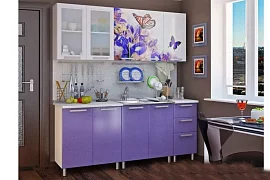 Кухня Люкс 2 м фотопечать лиловый сад ирис 