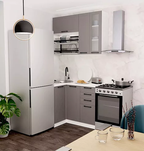 Угловая кухня Кёльн МДФ 1.0х1.4м (софт карамель)